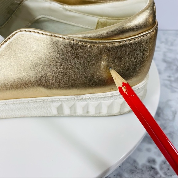 Sam Edelman Circus Sneakers Womens 8M Metallic Gold Peace Out Platform Round Toe - Picture 8 of 8